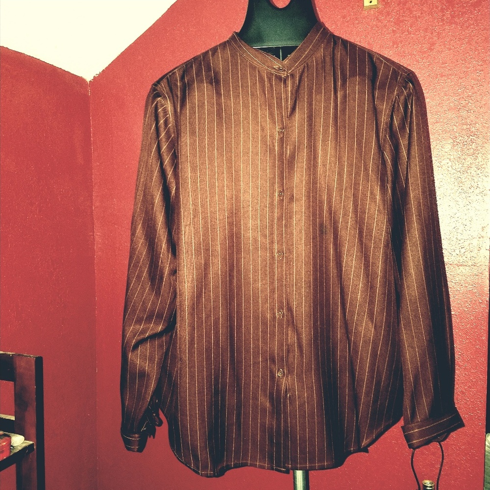 Ralph Lauren Dk Brown with Cream Pin Stripe 1x
